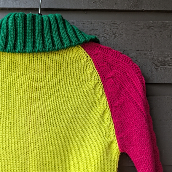 Brasilian Colorful Colorblock Knit Cardigan Size 6 Pink Green Yellow Purple - Picture 5 of 6